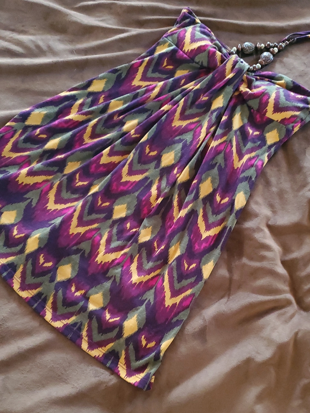 C. GRAFFITTI Ikat Design Strapleless Dress